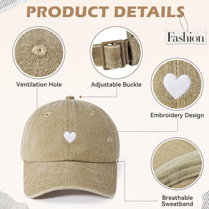 Damen Baseball Cap mit Zopf Loch & Vintage Stickerei