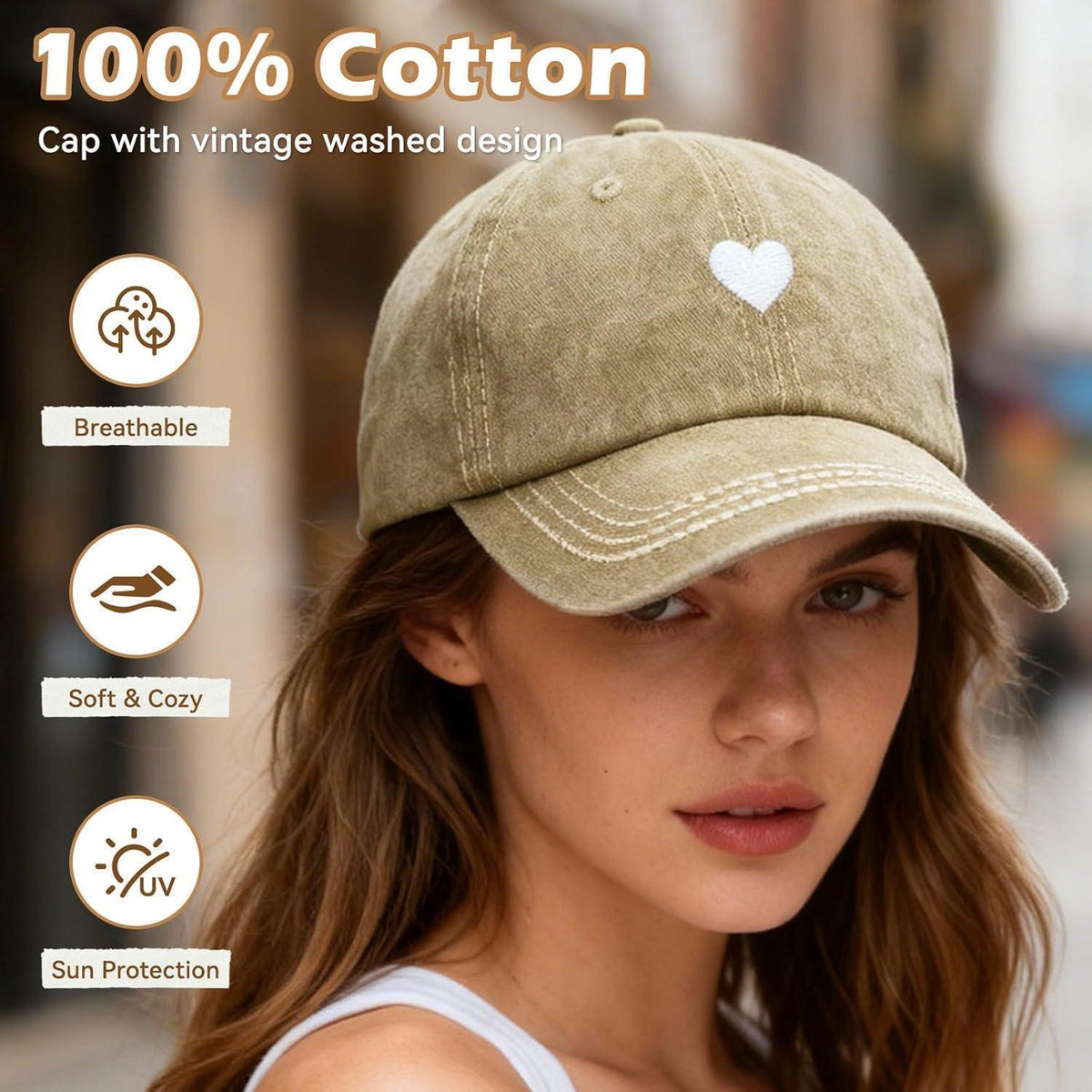 Damen Baseball Cap mit Zopf Loch & Vintage Stickerei