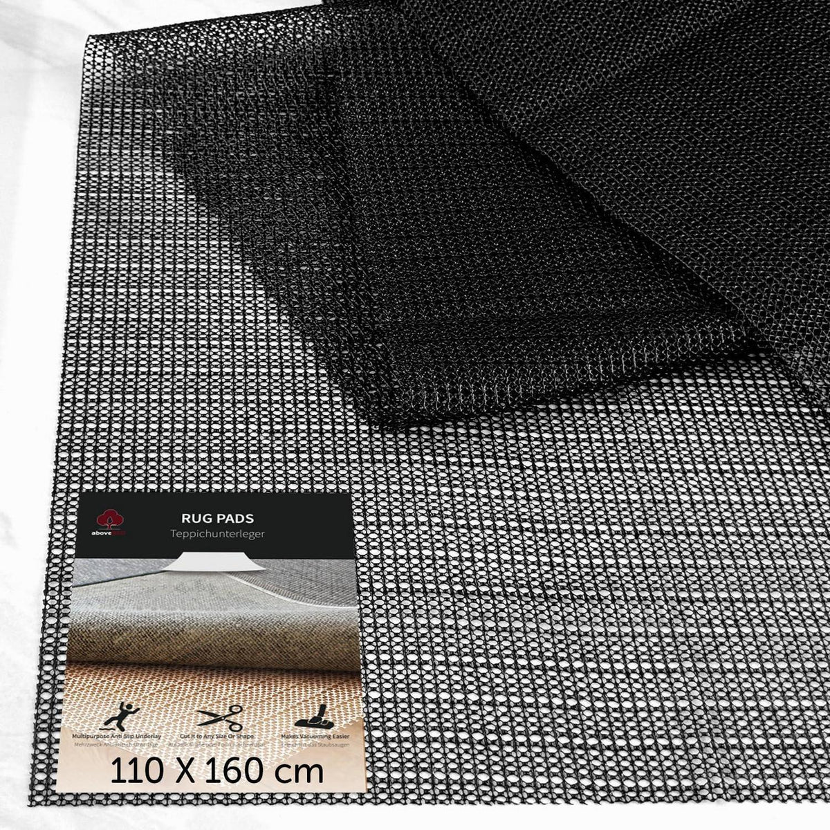 Antirutsch Teppichunterlage Schwarz 110 x 160 cm