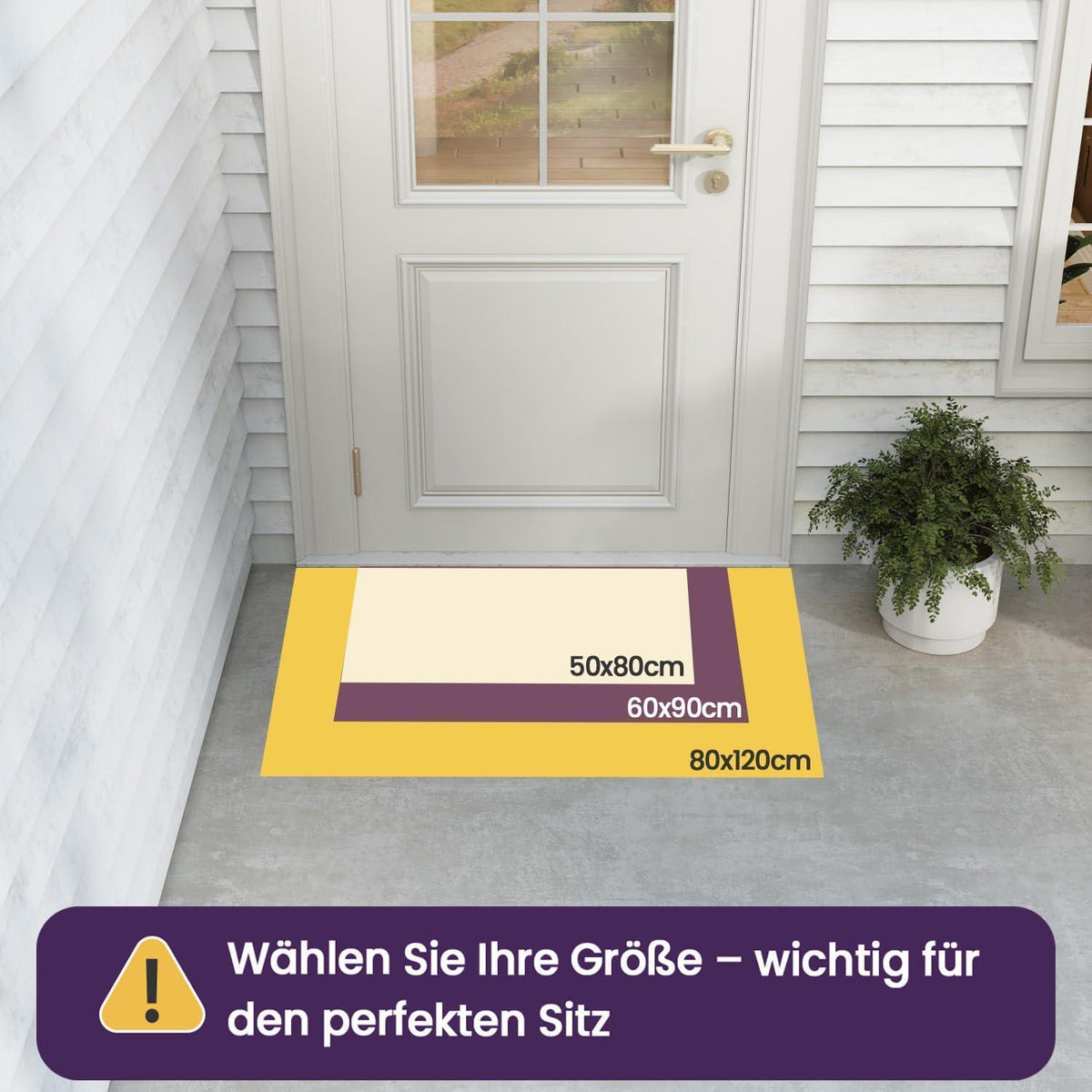 Fußmatte Outdoor rutschfest, Grau gestreift 60x90 cm