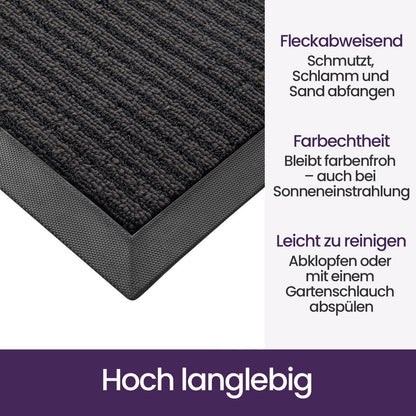 Fußmatte Outdoor rutschfest, Grau gestreift 60x90 cm