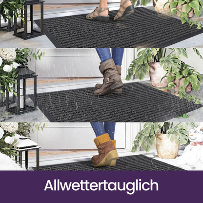 Fußmatte Outdoor rutschfest, Grau gestreift 60x90 cm