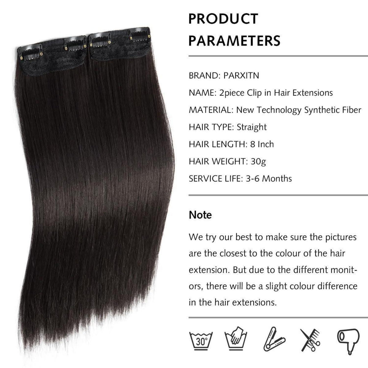 2 teiliges Clip-in Haarverlängerung Set, Naturbraun 20cm