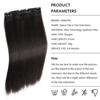 2 teiliges Clip-in Haarverlängerung Set, Naturbraun 20cm