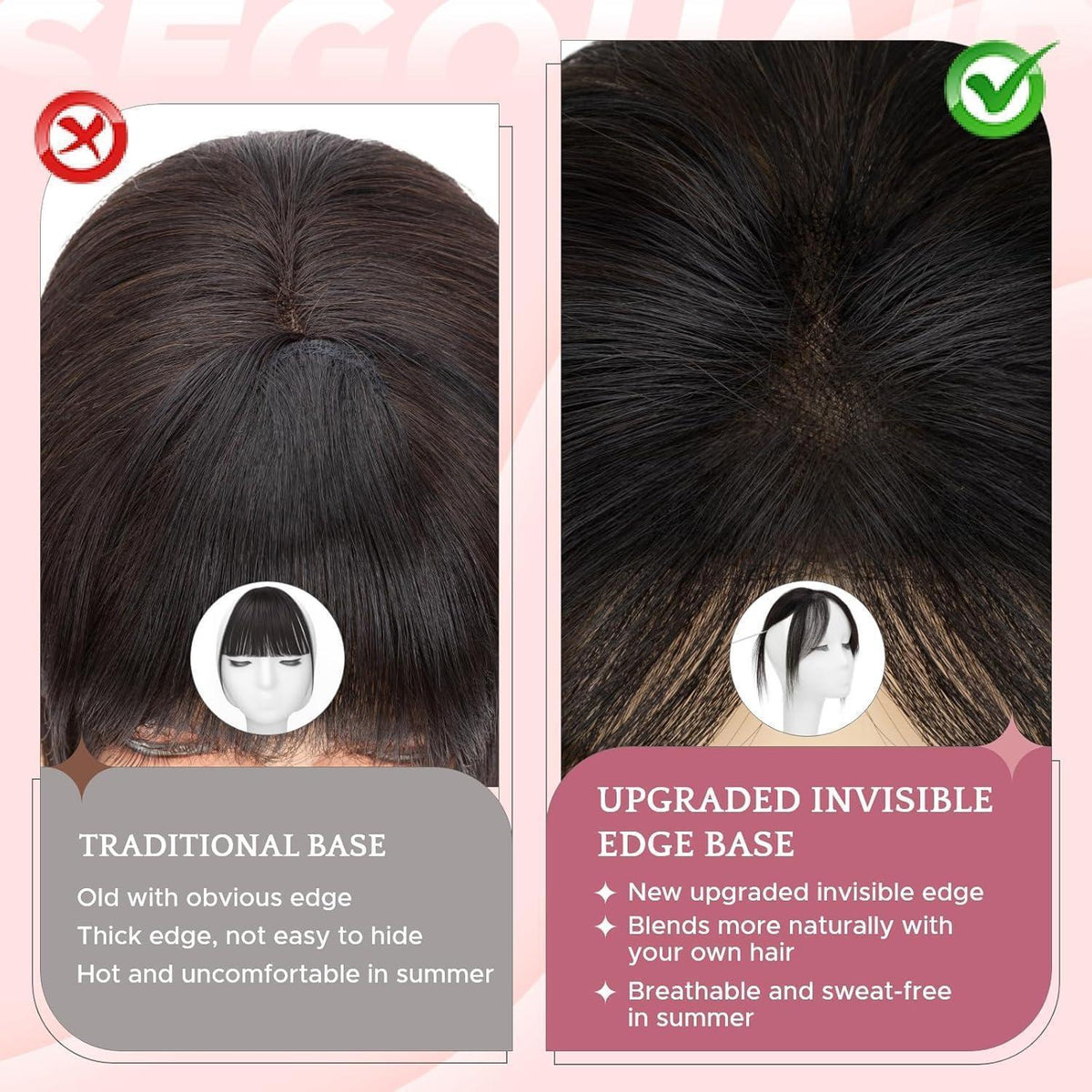 Echthaar Pony Clip-in – Seitlicher Pony Hellbraun #6