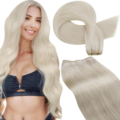 Echthaar Tressen Blond 55cm – Remy Haarverlängerung #60