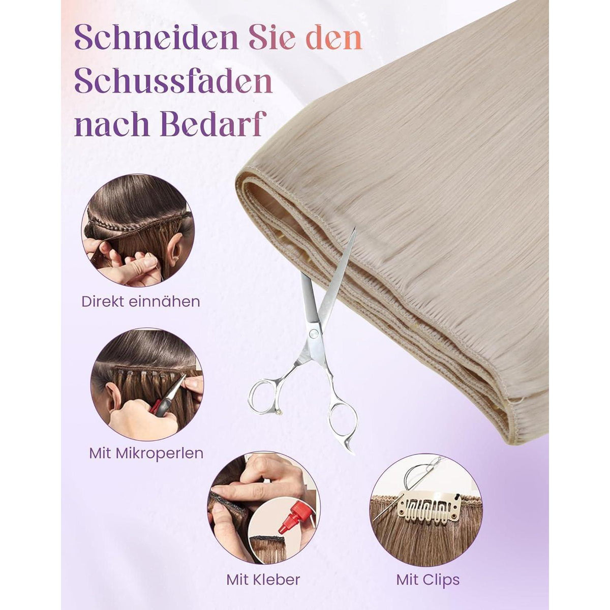Echthaar Tressen Blond 55cm – Remy Haarverlängerung #60