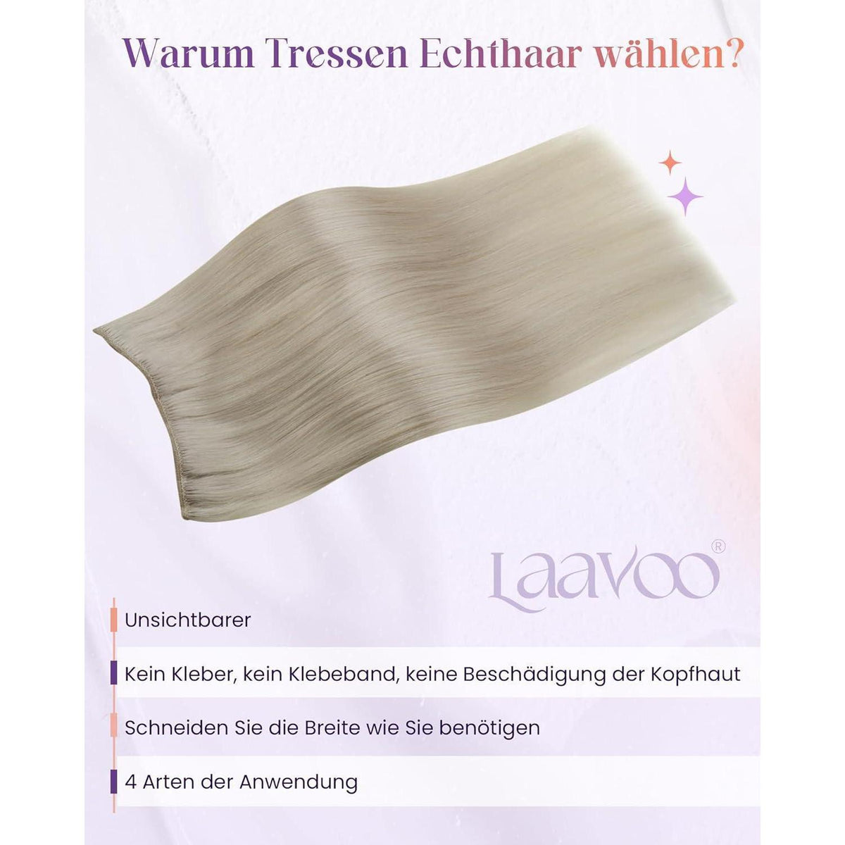 Echthaar Tressen Blond 55cm – Remy Haarverlängerung #60
