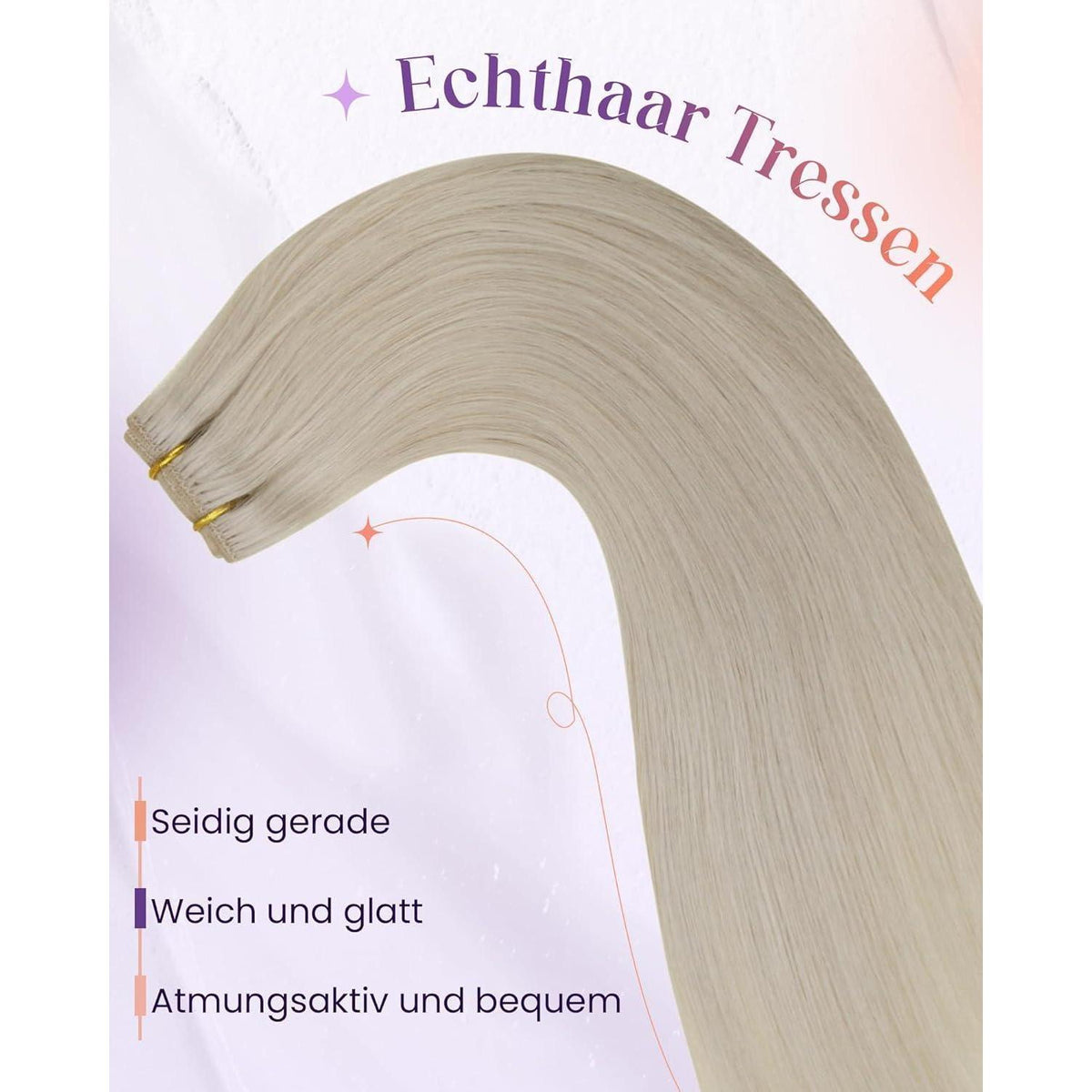 Echthaar Tressen Blond 55cm – Remy Haarverlängerung #60