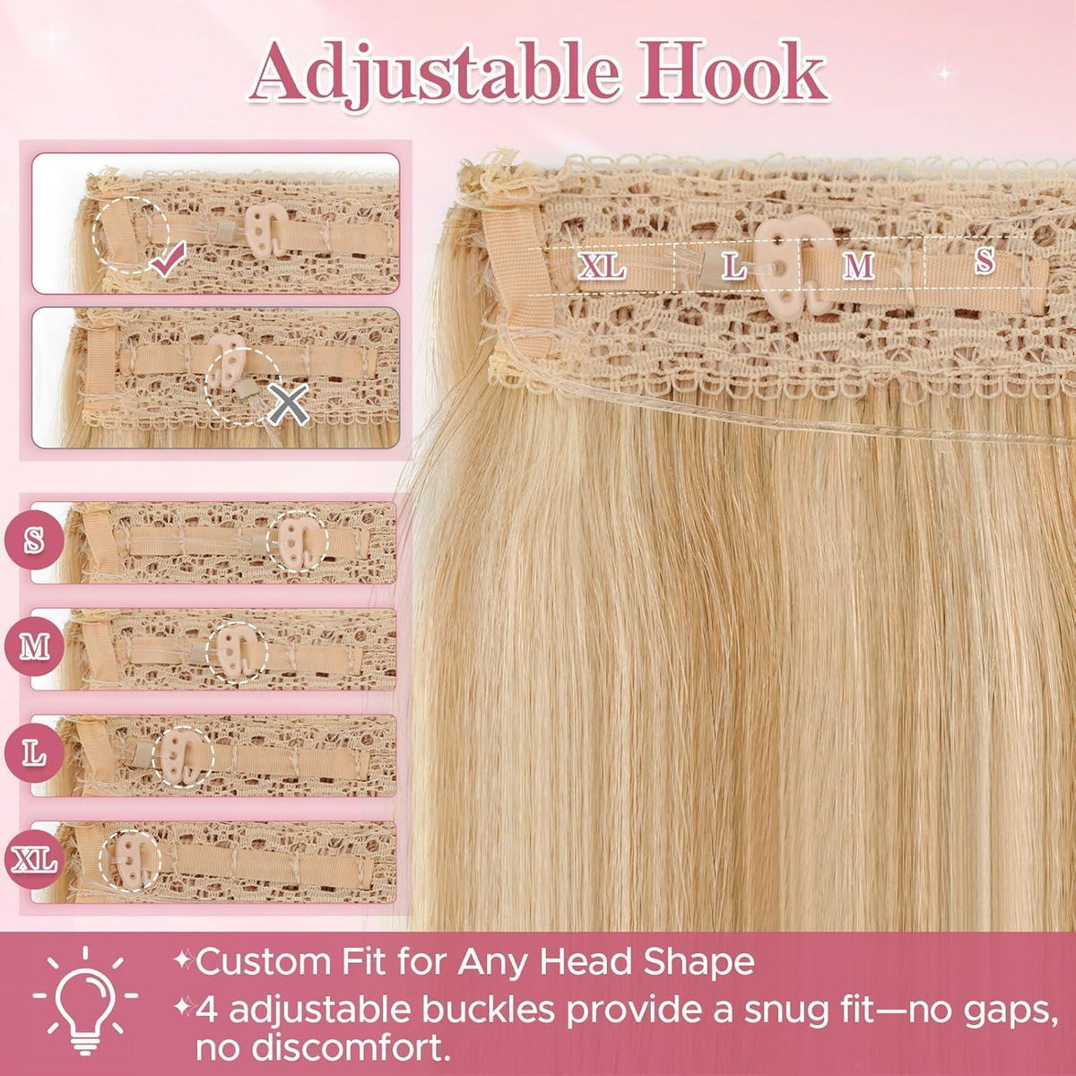 Remy Echthaar Extension – Unsichtbare Tresse, 40cm, Honigblond