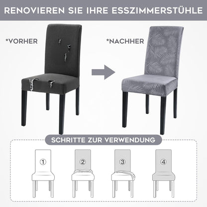 Stretch Stuhlhussen 6er Set – Hellgrau, Kurzflor