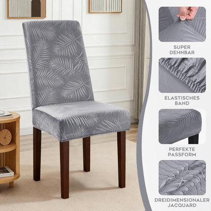 Stretch Stuhlhussen 6er Set – Hellgrau, Kurzflor