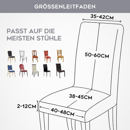 Stretch Stuhlhussen 6er Set – Hellgrau, Kurzflor