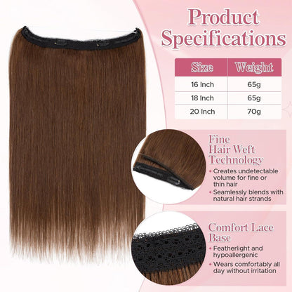 Remy Echthaar Extension – Mittelbraun, 45cm, Verstellbar