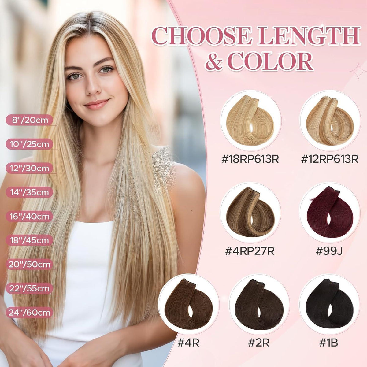 Remy Echthaar Extension – Mittelbraun, 45cm, Verstellbar