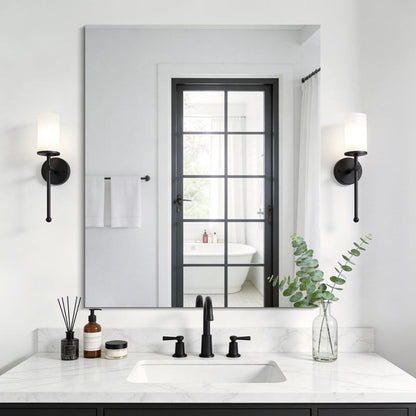 Rahmenloser Badezimmerspiegel 75x90 cm – HD Spiegelung, Robust & Modern