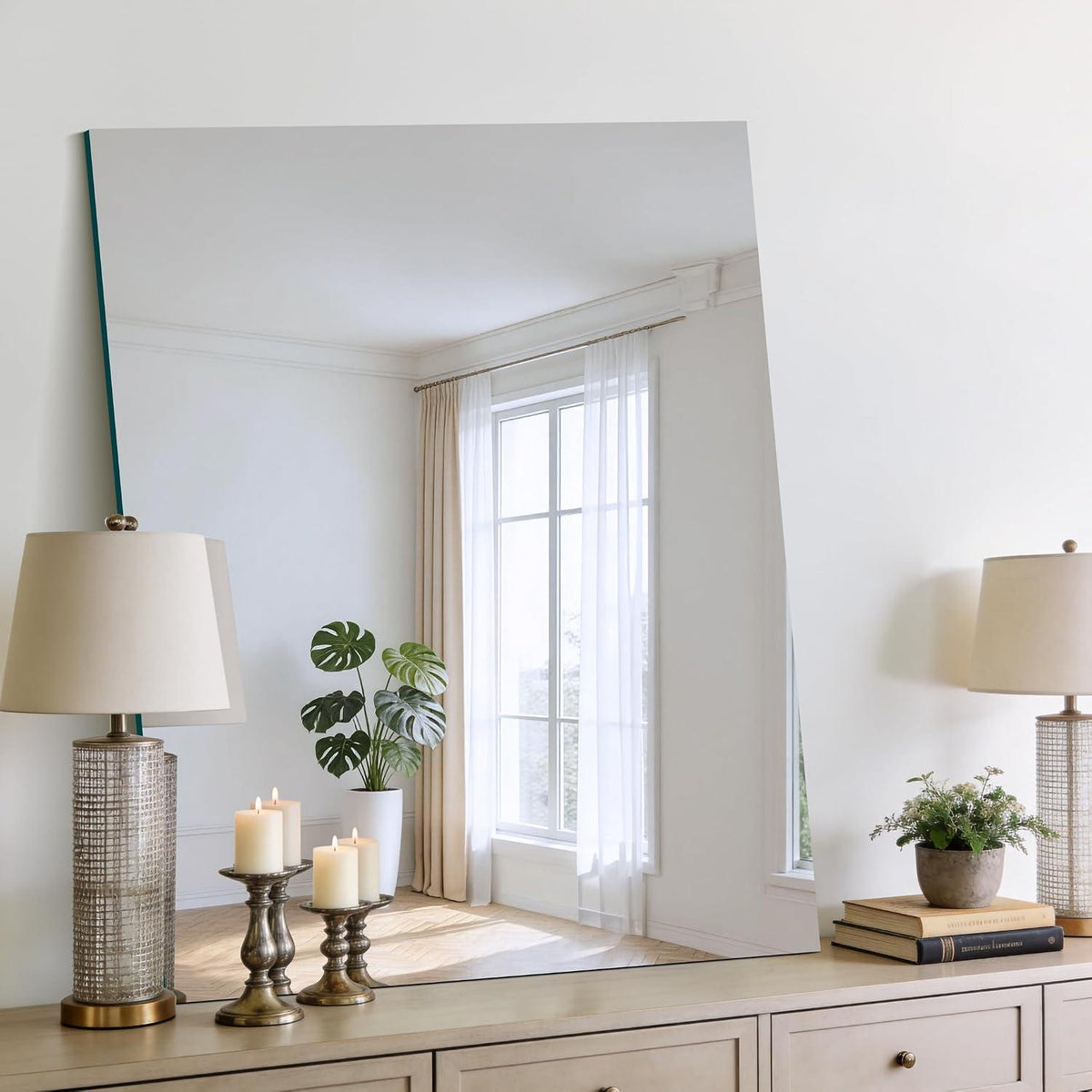 Rahmenloser Badezimmerspiegel 75x90 cm – HD Spiegelung, Robust & Modern
