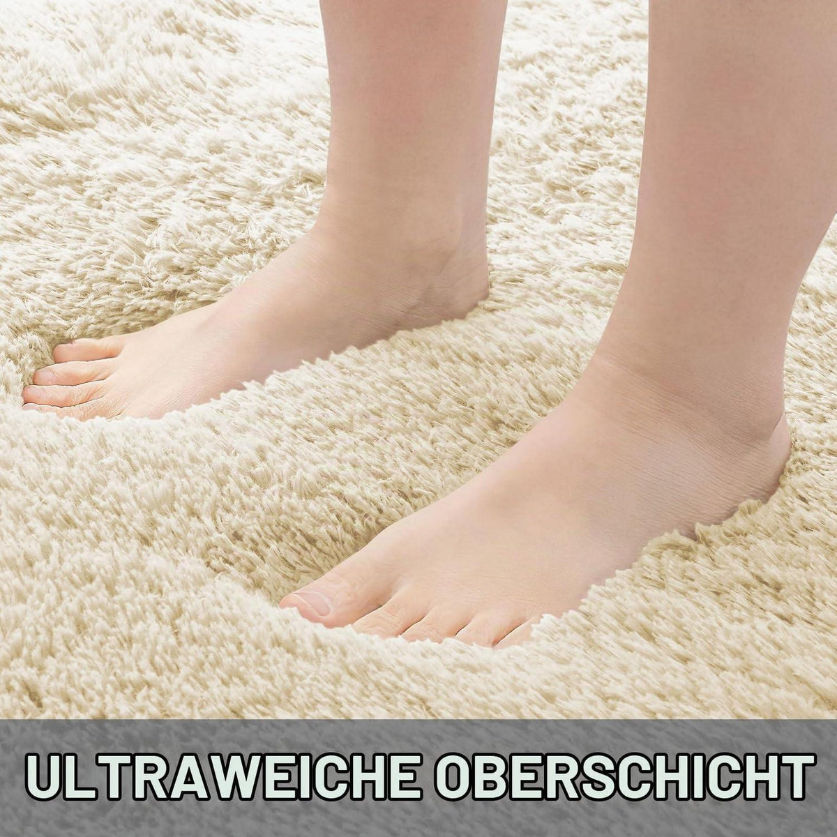 Hochflor Teppich Wohnzimmer 160x220 cm Beige