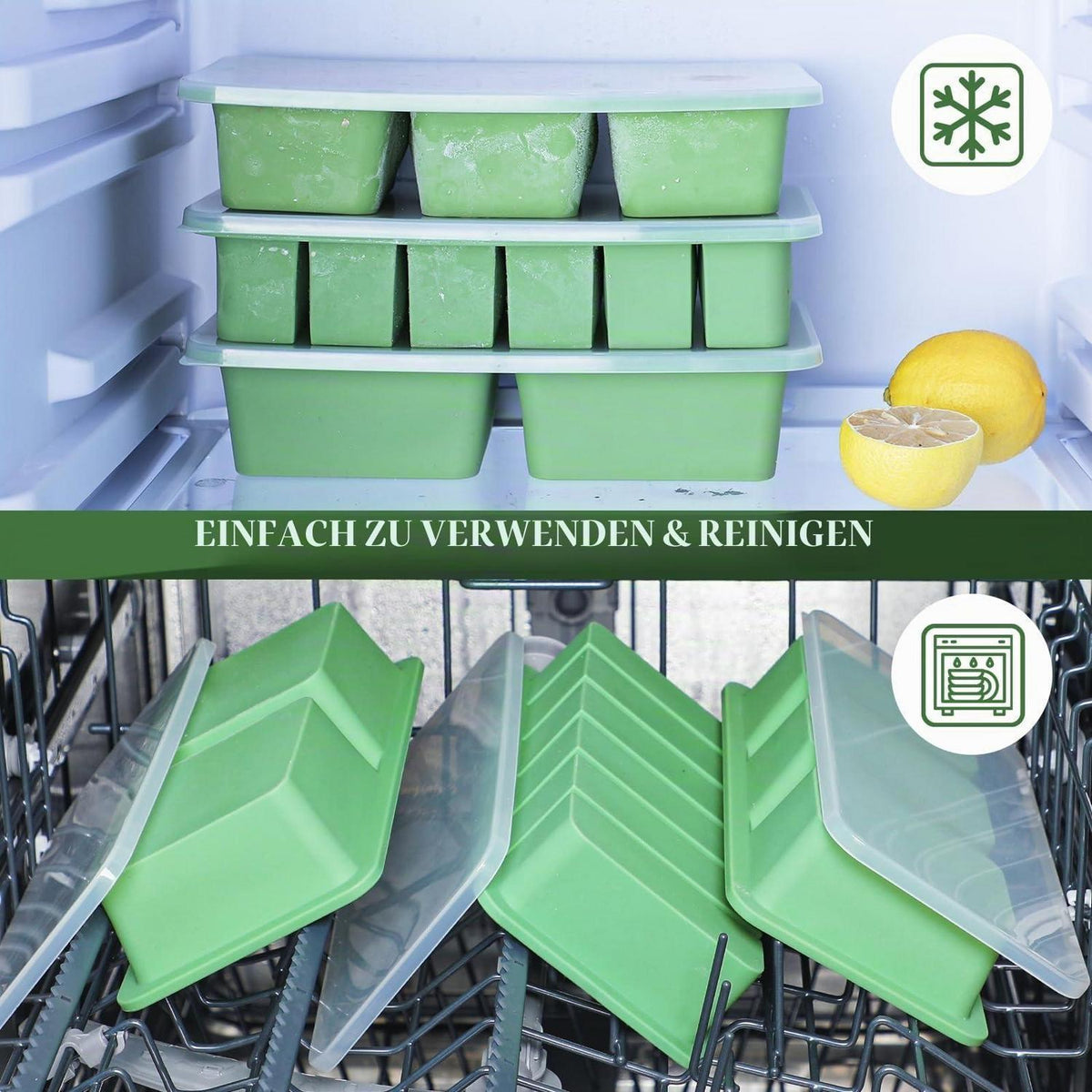 Silikon Gefrierformen Set mit Deckel & Stahlrahmen (125/250/400ml)