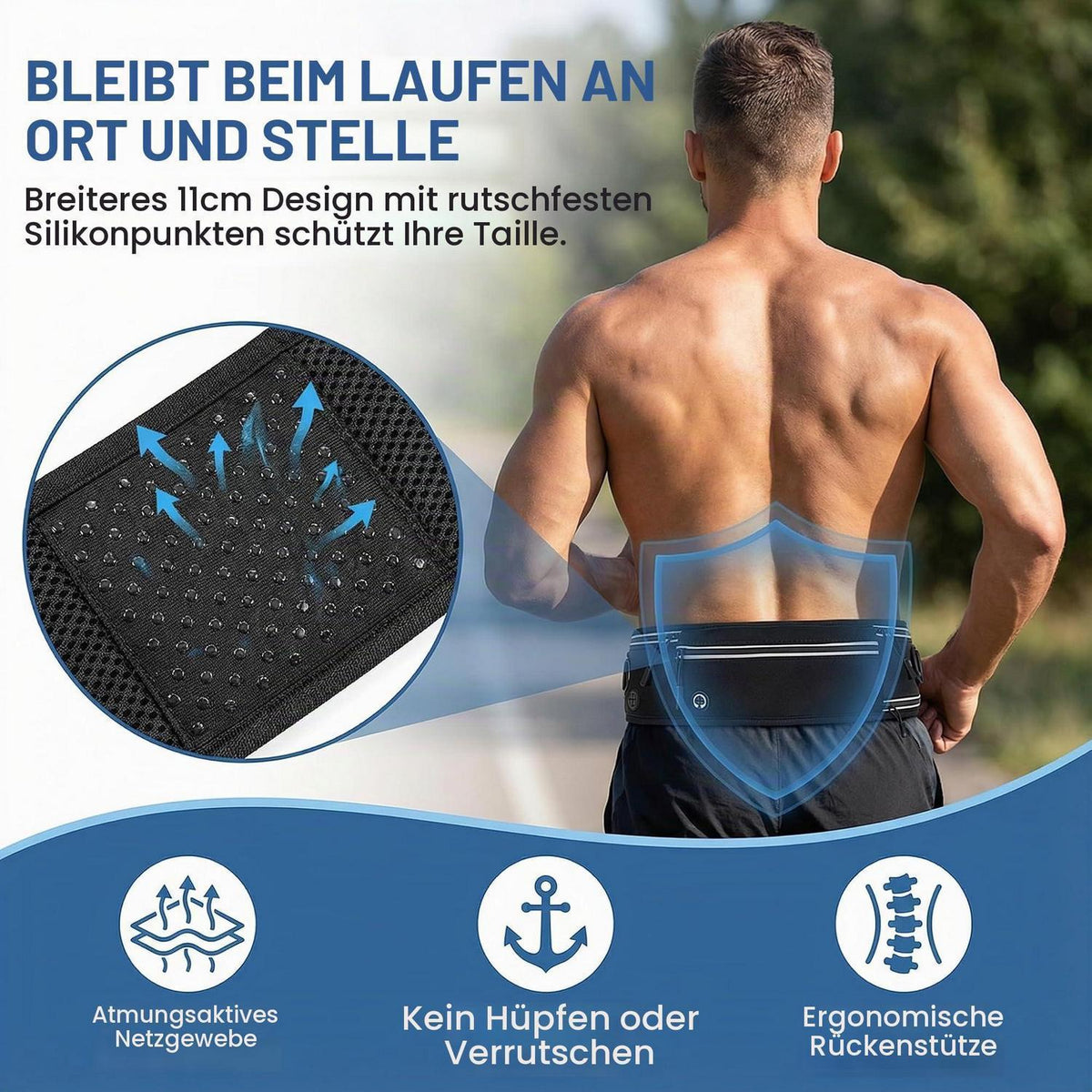 Freihand Hundeleine mit Taillenbeutel & Kotbeutelspender