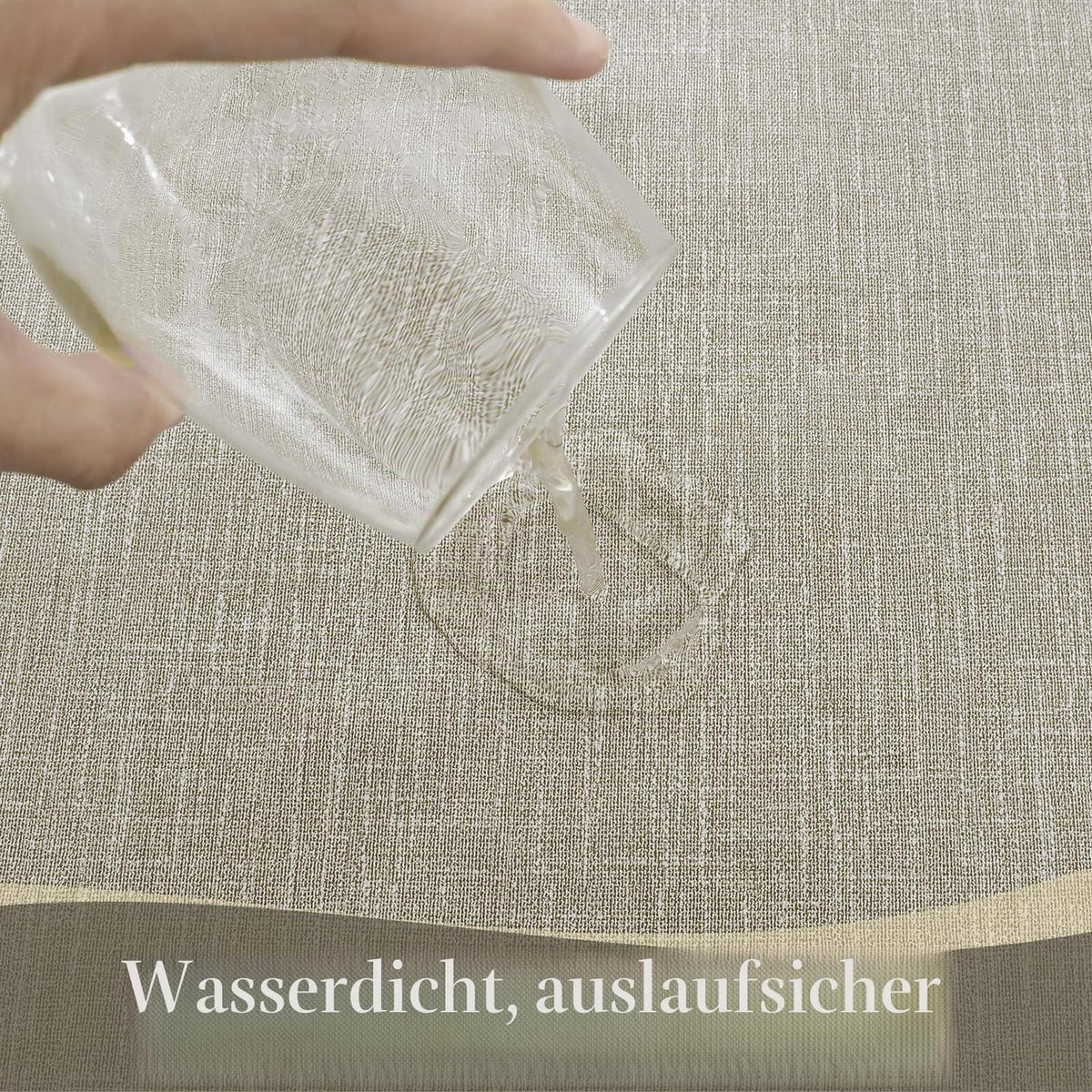 Runde Wachstuch Tischdecke 120 cm – Grün Leinenoptik, wetterfest