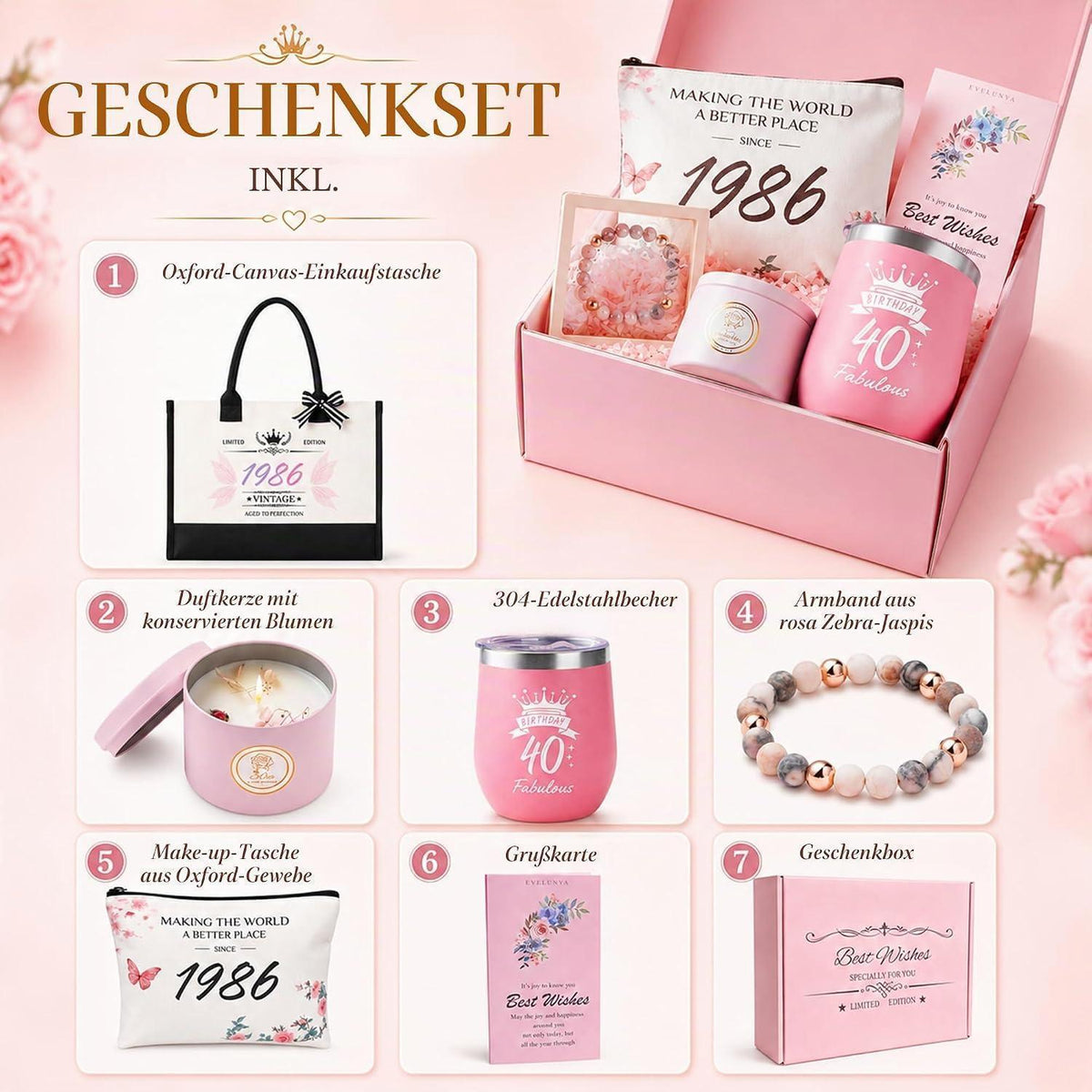40. Geburtstag Geschenkset für Frauen – Luxus & Verwöhnen