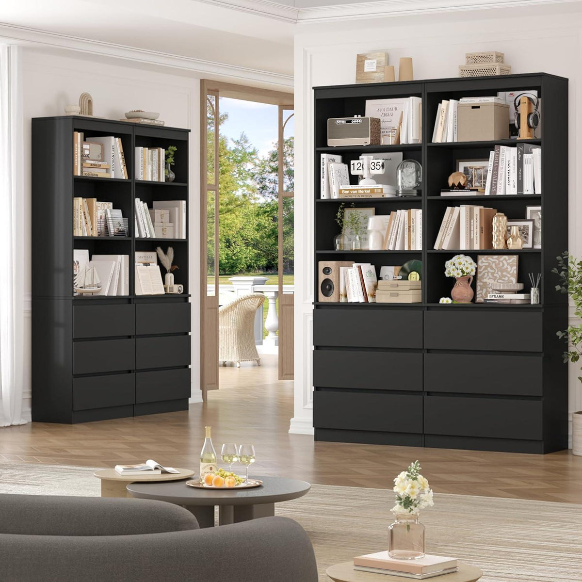 Bücherregal Hochschrank mit Schubladen & verstellbaren Ablagen
