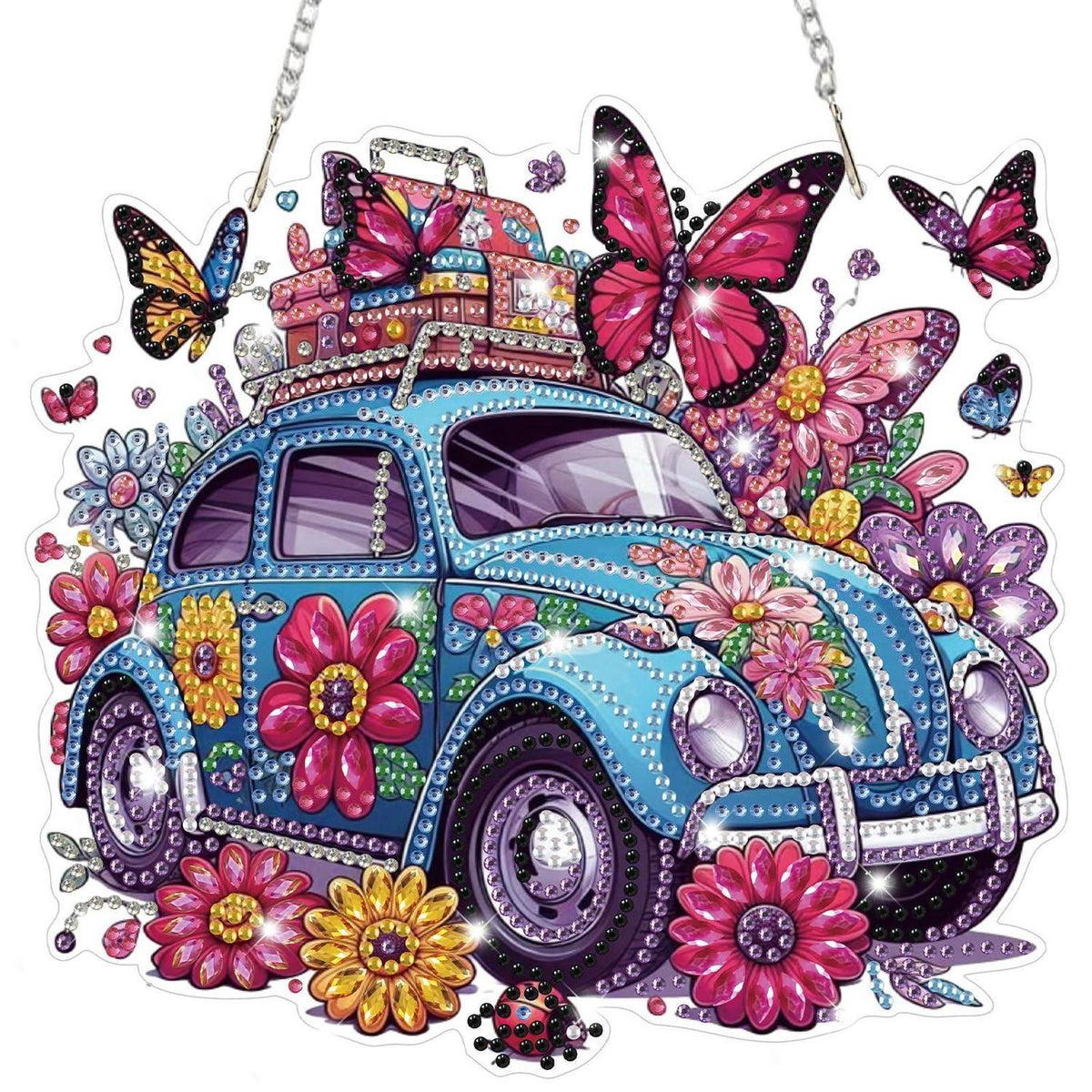 5D Diamantmalerei Anhänger Schmetterling Blumen Fensterbild
