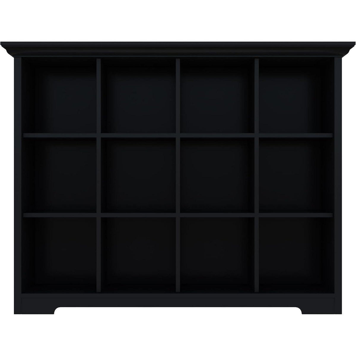 OSCHF 12-Fächer Bücherregal mit Sockel – Modernes Holzregal Schwarz