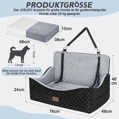 Hunde Autositz mit Leinen & Memory Foam – Grau