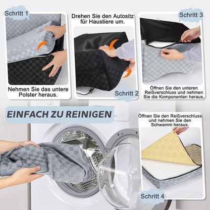 Hunde Autositz mit Leinen & Memory Foam – Grau