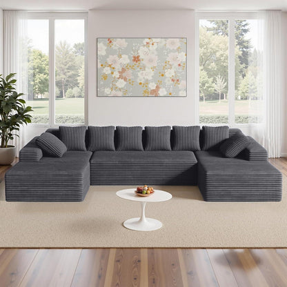 Modulare U-förmige Couch – 3-Sitzer, Grau, Boneless Design