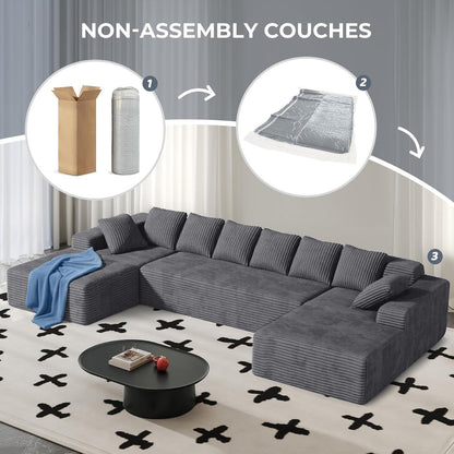Modulare U-förmige Couch – 3-Sitzer, Grau, Boneless Design