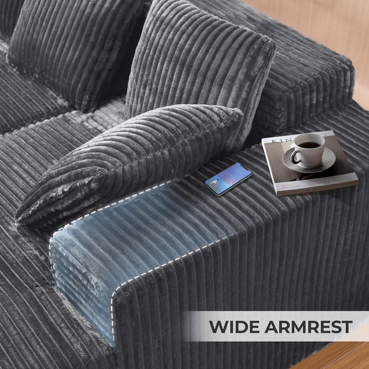 Modulare U-förmige Couch – 3-Sitzer, Grau, Boneless Design