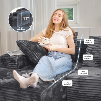 Modulare U-förmige Couch – 3-Sitzer, Grau, Boneless Design