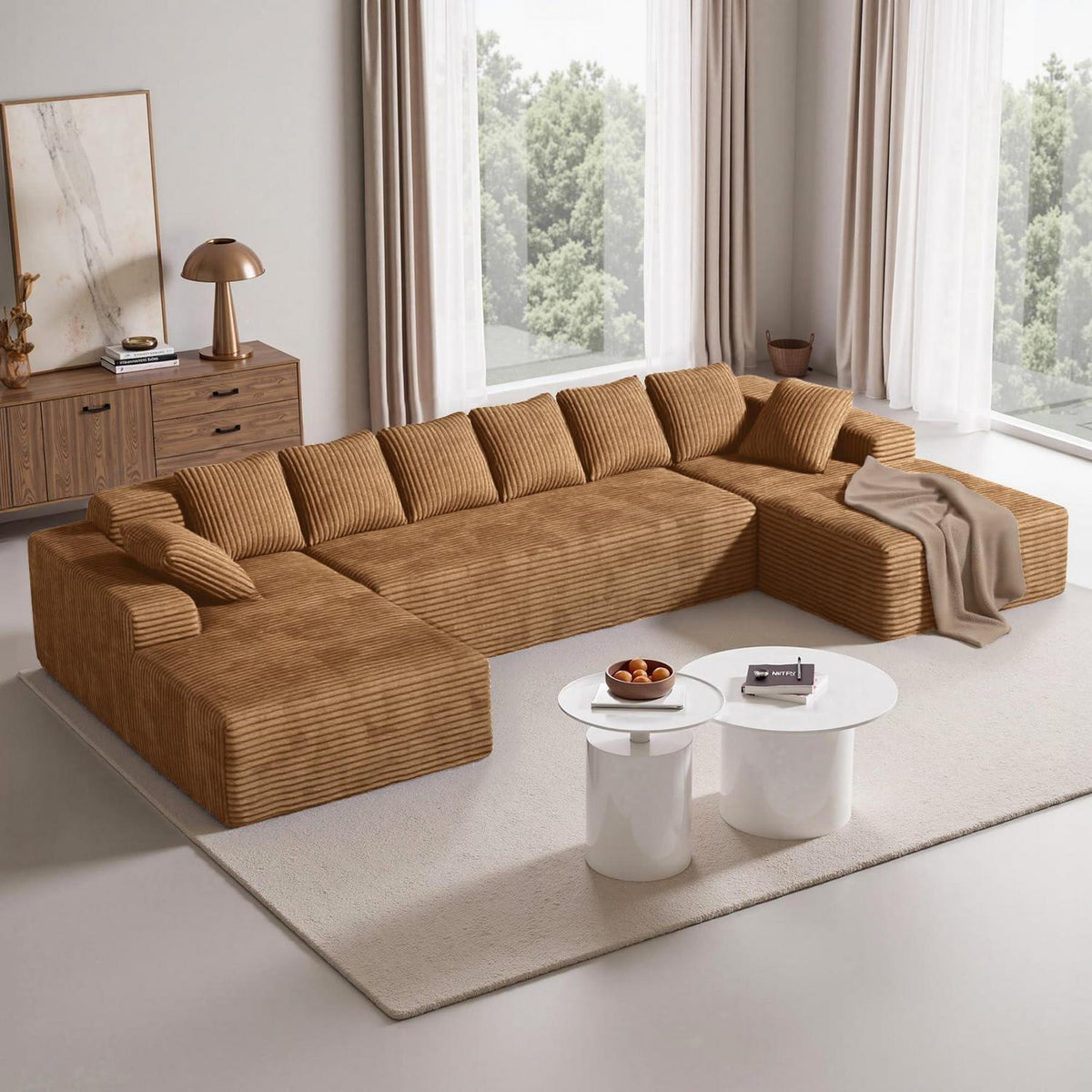 Modulare U-förmige Cloud Couch 3-Sitzer – Bequemes Sofa mit Chaiselongue