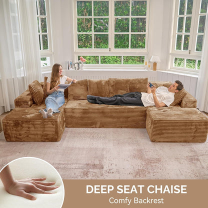 Modulare U-förmige Cloud Couch 3-Sitzer – Bequemes Sofa mit Chaiselongue