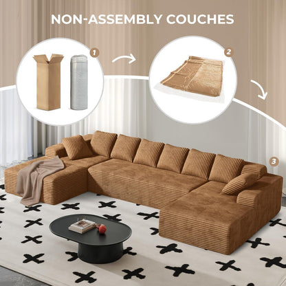 Modulare U-förmige Cloud Couch 3-Sitzer – Bequemes Sofa mit Chaiselongue