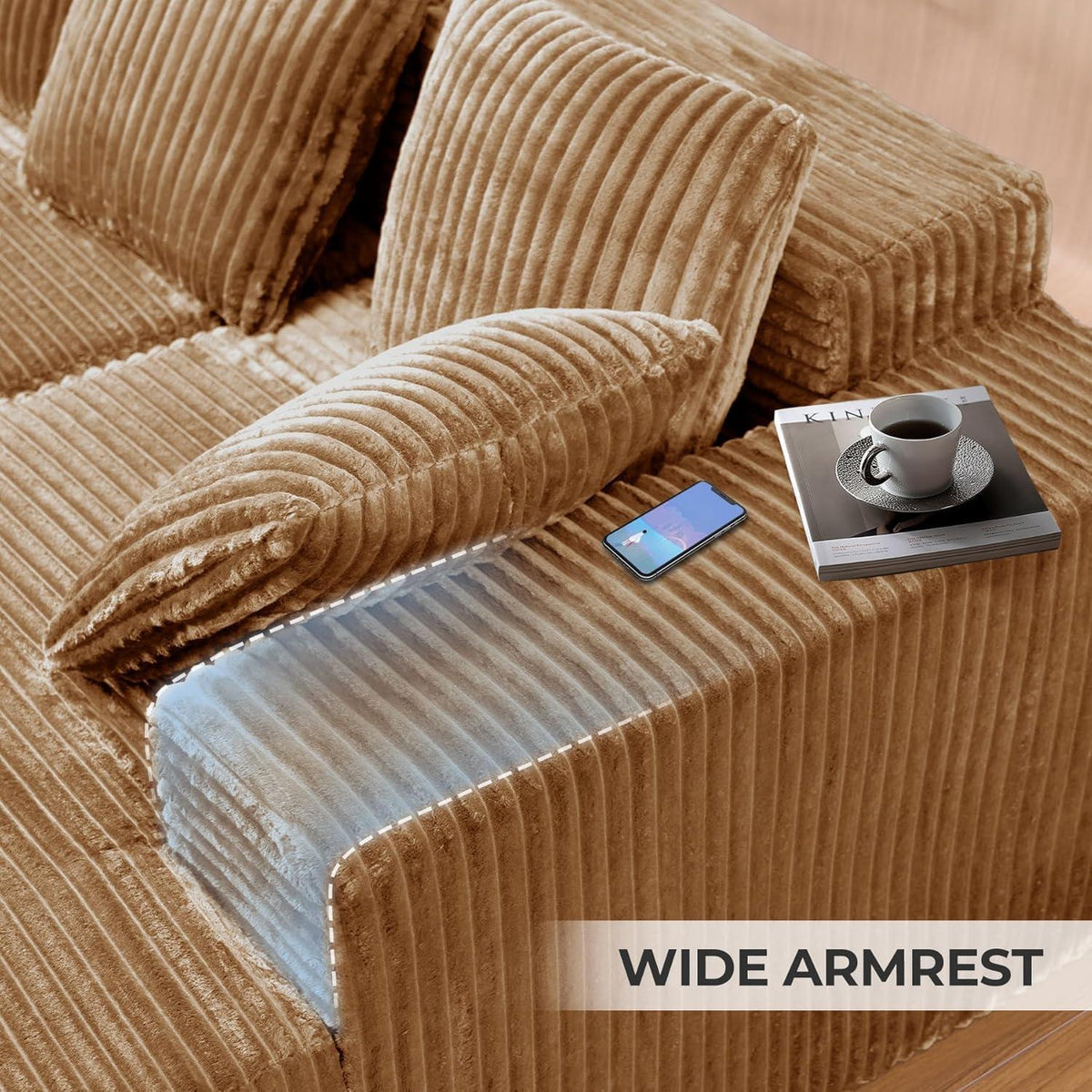 Modulare U-förmige Cloud Couch 3-Sitzer – Bequemes Sofa mit Chaiselongue