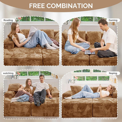 Modulare U-förmige Cloud Couch 3-Sitzer – Bequemes Sofa mit Chaiselongue