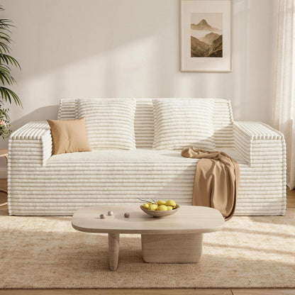 Boneless Cord Sofa mit Schlaffunktion – Modernes Wolkensofa Beige