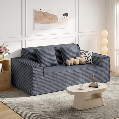 Boneless Cord Sofa mit Schlaffunktion – Modernes Wolkensofa Grau