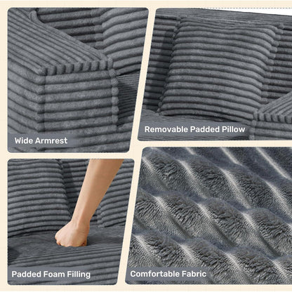 Boneless Cord Sofa mit Schlaffunktion – Modernes Wolkensofa Grau