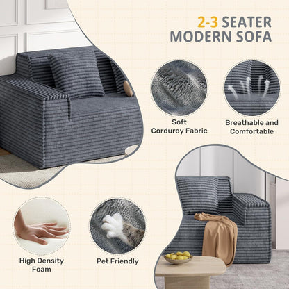 Boneless Cord Sofa mit Schlaffunktion – Modernes Wolkensofa Grau
