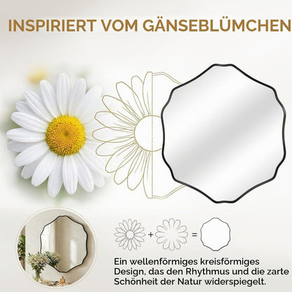 Wandspiegel Sechseck Organisch mit Aluminiumrahmen Schwarz 80x70cm