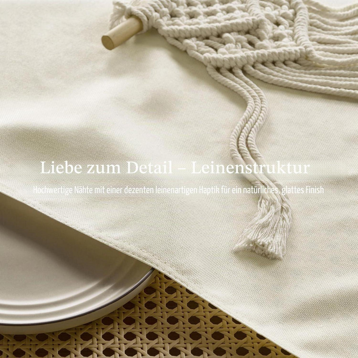Abwaschbare Tischdecke 350x150 cm – Beige Leinenoptik
