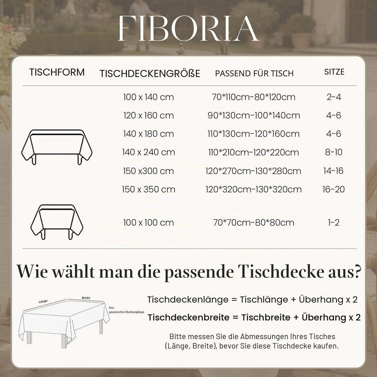 Abwaschbare Tischdecke 350x150 cm – Beige Leinenoptik