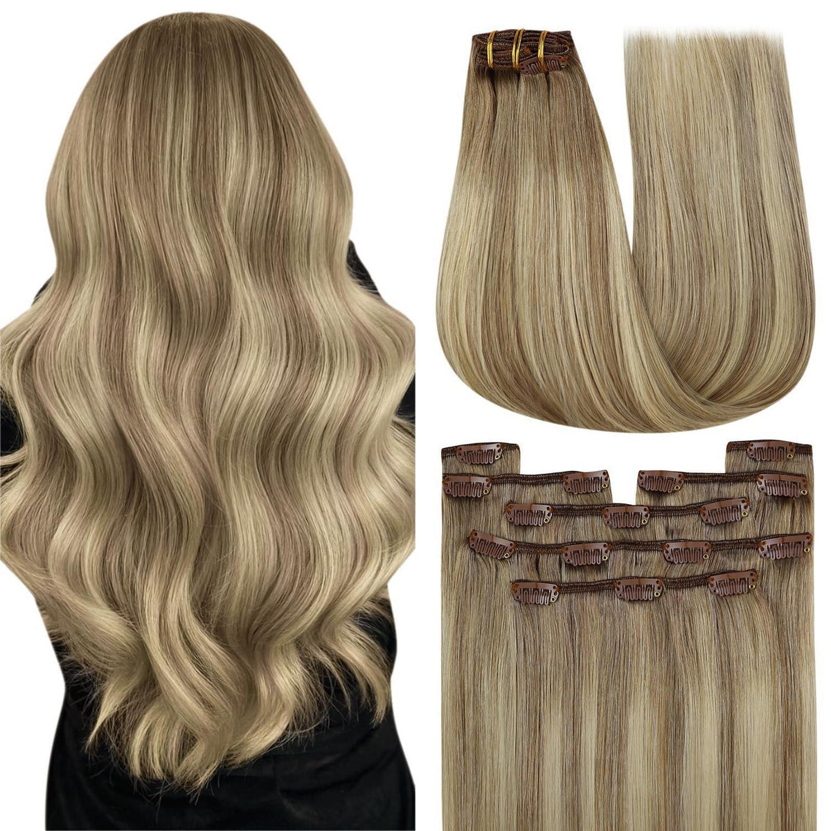 Echthaar Clip-in Extensions Ombre 50cm - Volumengeber