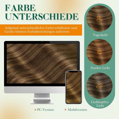 Echthaar Tape Extensions Braun Balayage Ombre 35cm