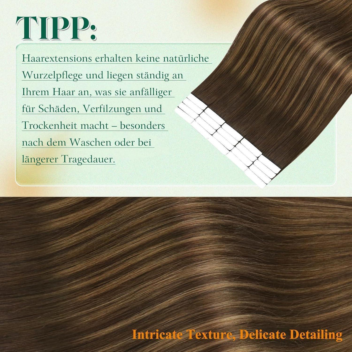 Echthaar Tape Extensions Braun Balayage Ombre 35cm